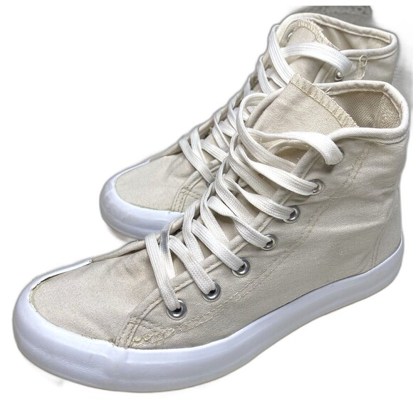 Canvas High-Top Sneakers Us In Sports Cream Off-White Womens 6 - Picture 1 of 7